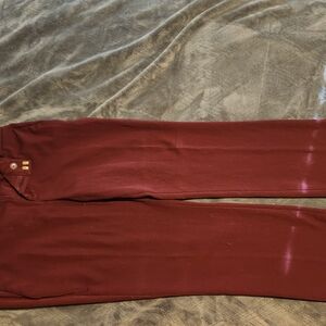 Burgundy Pants with Button Detail